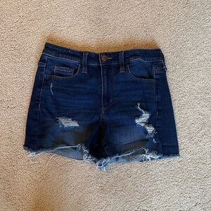 Universal Thread Dark Wash Distressed High Rise Midi Denim Shorts